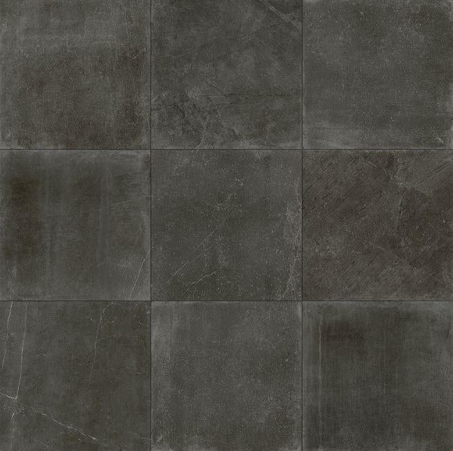 Natuursteenlook | Vloertegel | 80x80 | Carriere Thunder Black Mat